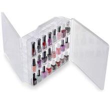 GDICONIC 48-Compartment Clear Nail Polish Organizer - Portable Double-Sided Case with Adjustable Dividers & Handle