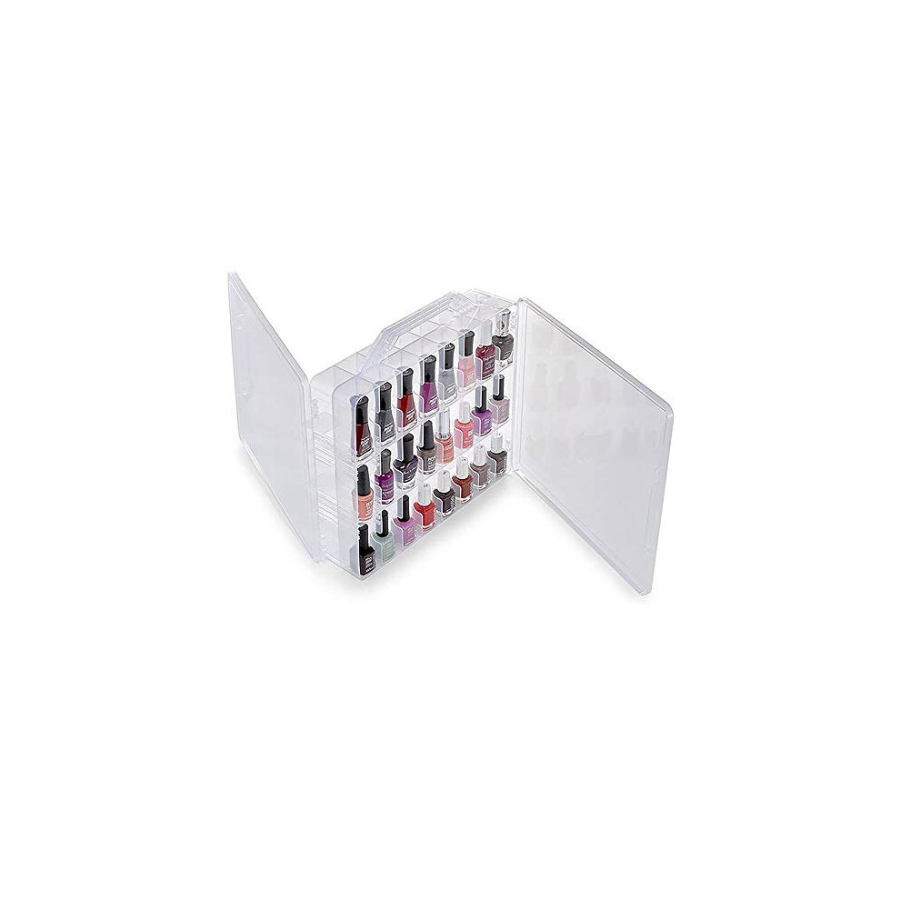 Gdiconic 48-Compartment Clear Nail Polish Organizer - Portable Double-Sided Case With Adjustable Dividers & Handle