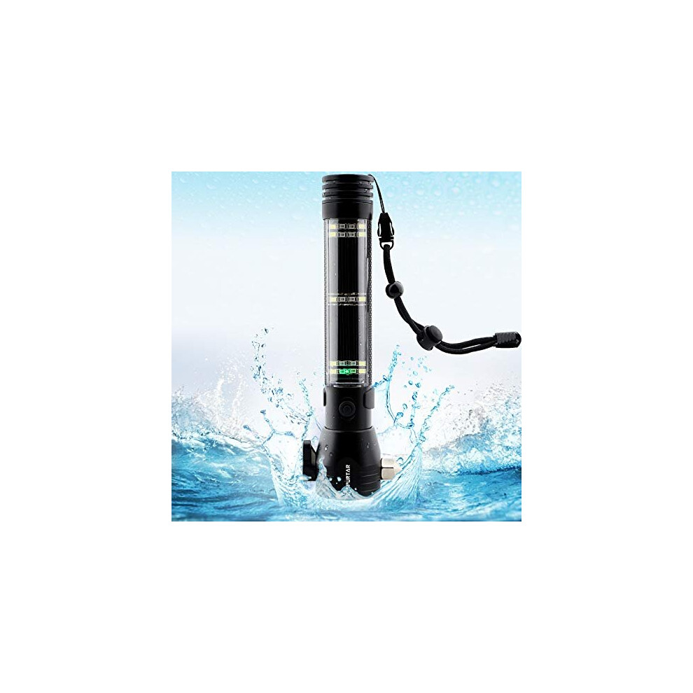 Spurtar Solar Flashlight Torch Car LED Flashlight Tactical Emergency 7 Modes Light USB Rechargeable Solar Powered Flashlight 2000mAh Super Bright
