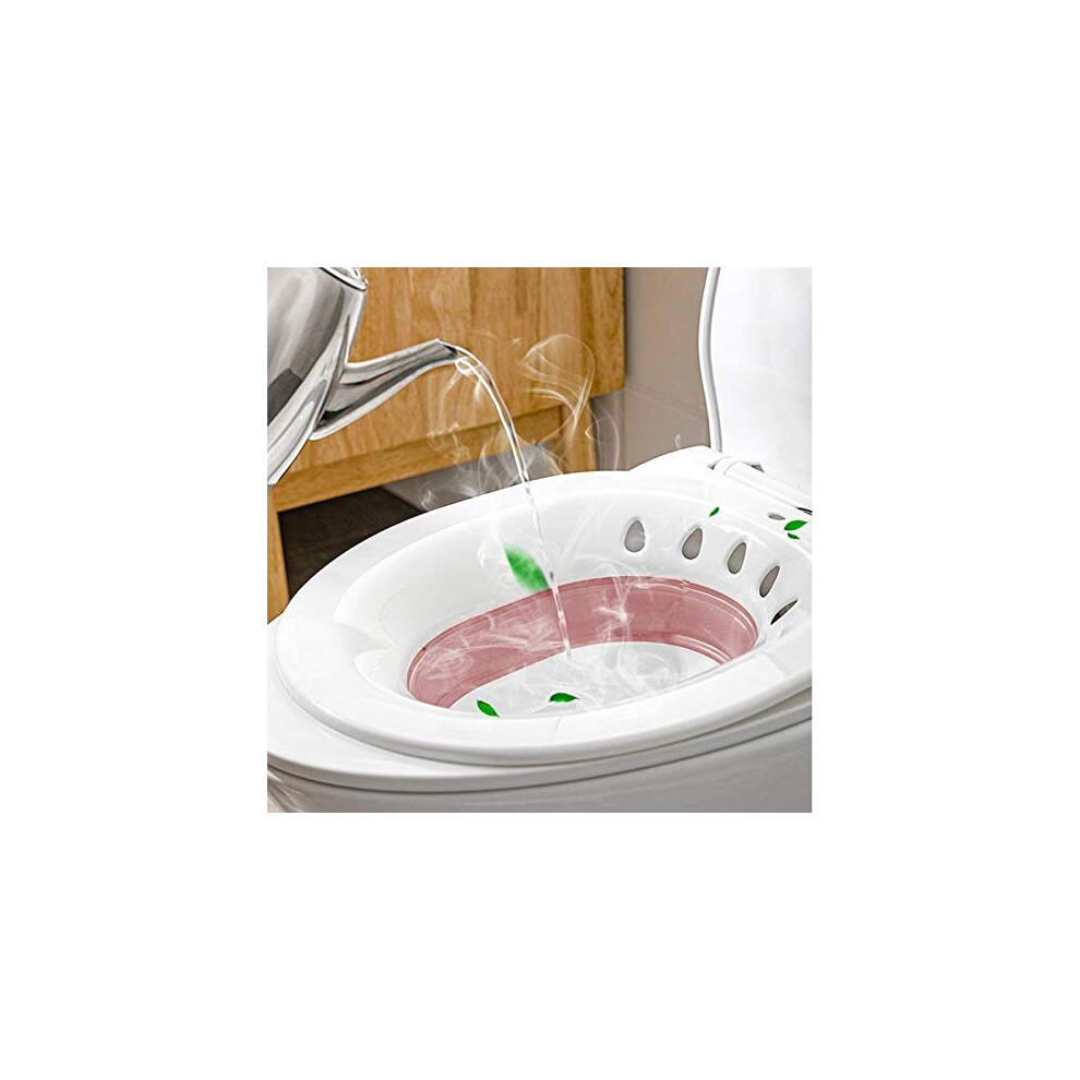 Dmsell Pink Foldable Sitz Bath For Toilet,Seat Sitz Bath Basin For Pregnant Women,Hemorrhoids,Elderly,Fits Universal Toilets And Commode Chair (Pink)