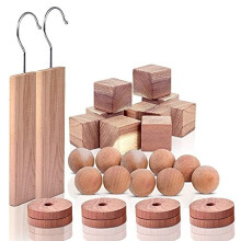 Cedar Wood Moth Repellent for Wardrobes, Cedar Wood Discs, Cedar Wood Rings & Cedar Balls to Protect Storage Drawers, Wardrobe Storage & Clothes,
