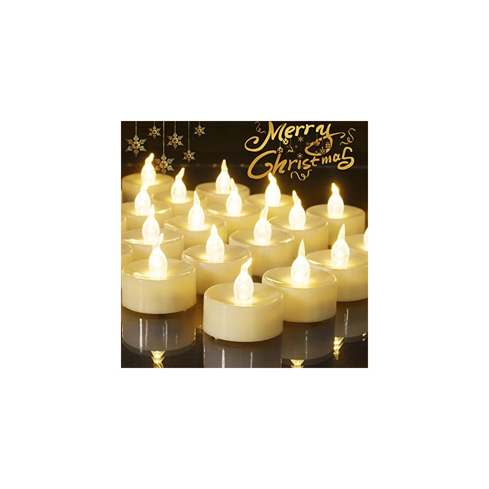 Beichi Set of 24 Flameless LED Tea Lights Bulk, Electric Tealight Candles, Small Fake Candles Battery Operated, Warm White Flickering Mini Candle