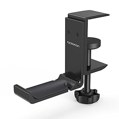aceyoon Multi-function Headphone Stand, Foldable VR Headset stand Aluminum & Silicone Headset Holder Adjustable Headphone Hanger Hook Under Desk