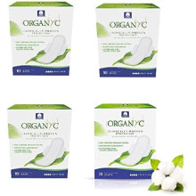Organyc Night-Time Sanitary Towels with Wings - 100% Organic Cotton, 4-Pack (4 x 10)