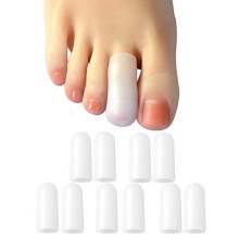 Hoogoo 10 Pack Gel Toe Caps and Protectors, Toe Covers, Protect Toe from Rubbing, Ingrown Toenails, Corns, Blisters, Hammer Toes and Other Painfu