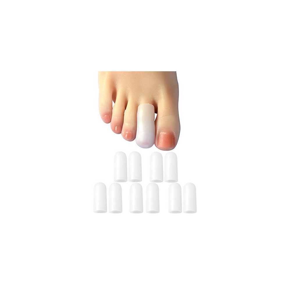 Hoogoo 10 Pack Gel Toe Caps And Protectors, Toe Covers, Protect Toe From Rubbing, Ingrown Toenails, Corns, Blisters, Hammer Toes And Other Painfu