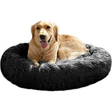 Calming Dog Bed, Donut Cuddler Cat Bed, Round Bed for Small Medium Large Dogs, Pet Cat Bed with Raised Rim, Machine Washable (Up to 25/35/55/100l
