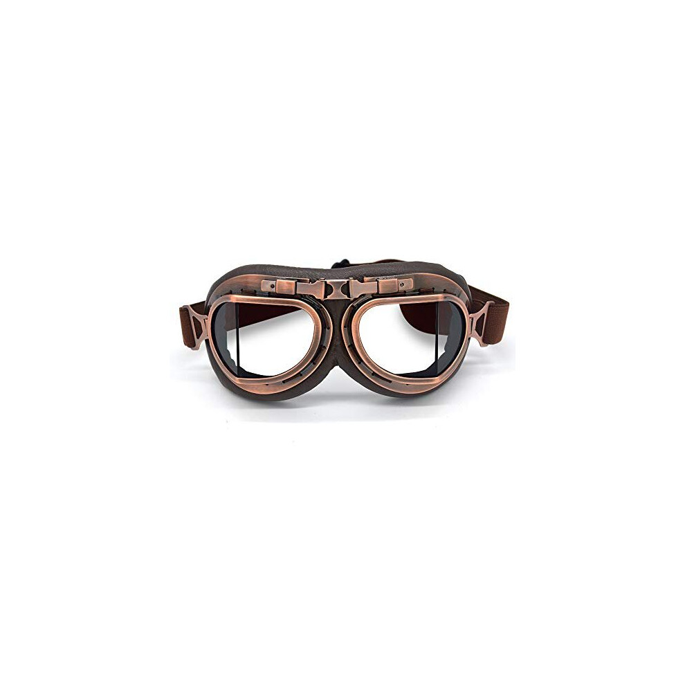 Evomosa Motorcycle Goggles Vintage Pilot Style Cruiser Scooter Goggle Outdoor Sand Goggles Bike Racer Cruiser Touring Eyewear For Half Helmet 718040167101