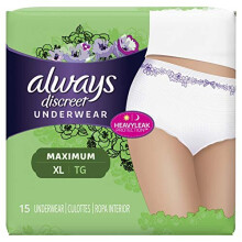 Always Discreet Inkontinens & Postpartum Underkläder för Kvinnor, Klassisk Skärning, Storlek X-Large