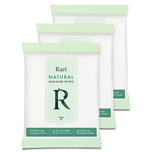 Rael Feminine Wipes with natural ingredients, use day or night, flushable, pH-balanced, gentle and safe on the skin. (3 Packs)