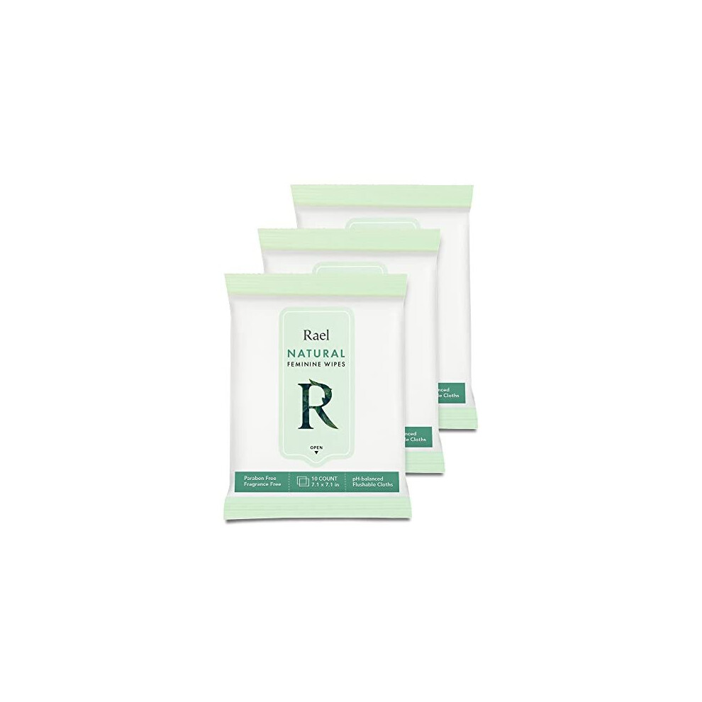 Rael Feminine Wipes with natural ingredients, use day or night, flushable, pH-balanced, gentle and safe on the skin. (3 Packs)