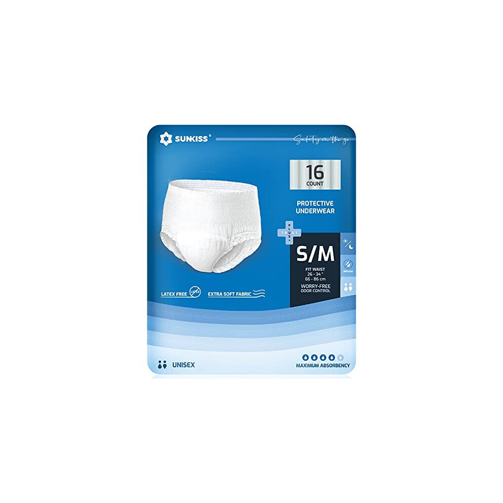 SUNKISS TrustPlus Incontinence and Postpartum Underwear for Men and Women, Disposable Protective Underwear with Overnight Comfort Absorbency, Lea