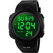 Mens Sports Digital Watches - Outdoor Waterproof Sport Watch with Alarm/Timer, Big Face Military Wrist Watches with LED Backlight for Running Men