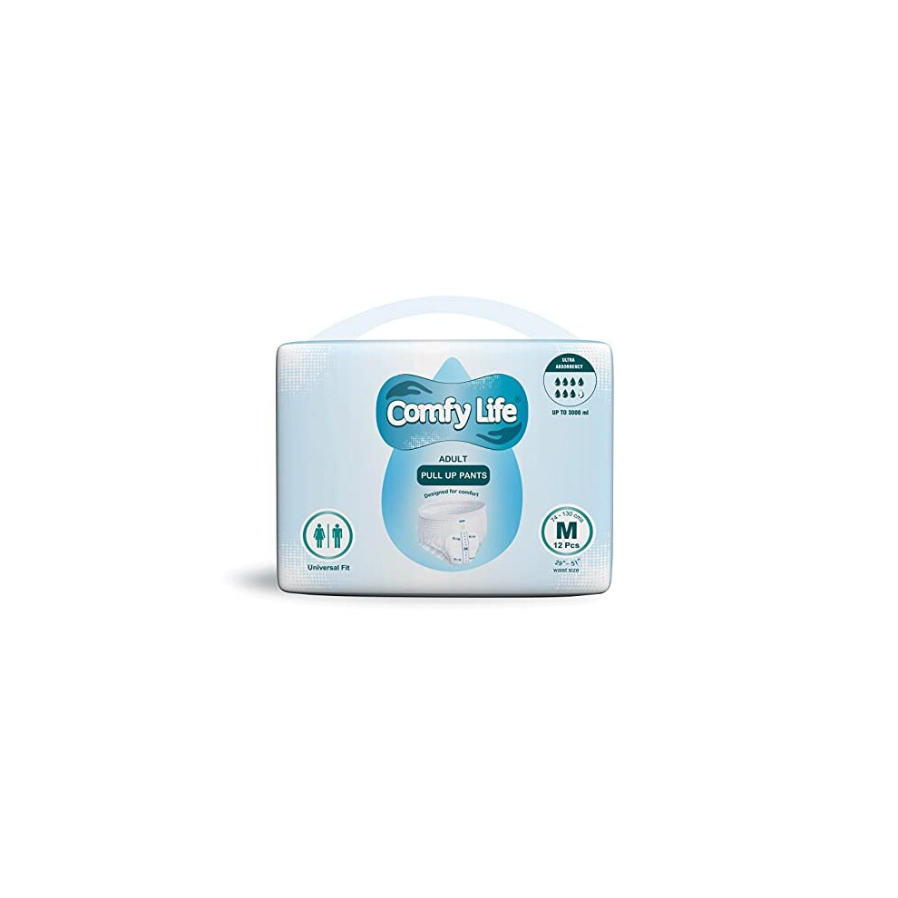 Comfy Life Premium Adult Incontinence Pull Up Diaper Pants 12 Pack High Absorbency (Medium)