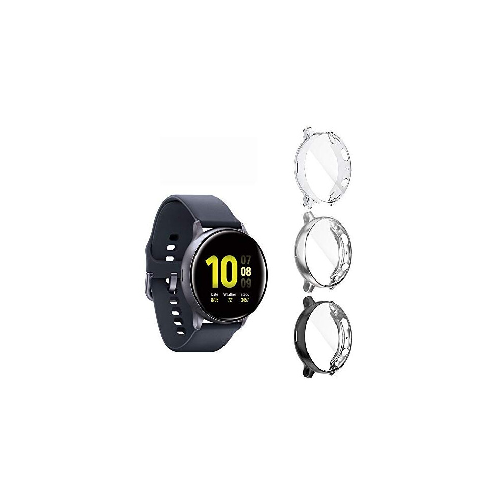 Diruite 3-Pack For Samsung Galaxy Watch Active 2 44Mm Screen Protector Case, Soft Plated Tpu All-Around Protective Bumper Cover Case For Samsung 781621334322