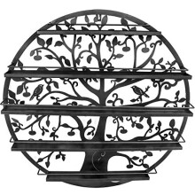 Sorbus Wall Mounted 5 Tier Nail Polish Rack Holder - Tree Silhouette Round Metal Salon Wall Art Display (Black) .