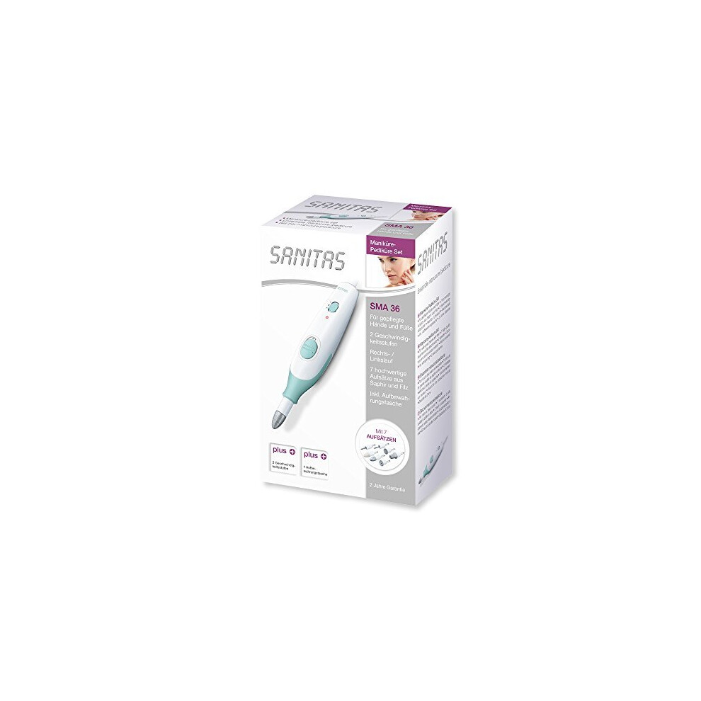 Sanitas Sma 36 Manicure & Pedicure Set For Moisturised Hands & Feet, 7Â High Quality Attachments