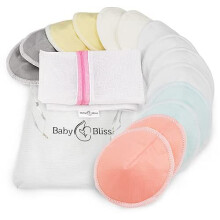 Organic Bamboo Nursing Breast Pads - 14 Washable Pads with Wash and Storage Bags - Breastfeeding Nipple Pad for Maternity - Reusable Nipplecovers