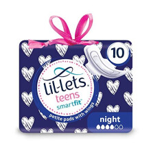 Lil-lets Teens Night Pads, 1 Pack of 10 Petite Pads With Wings