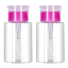 Leevia 2 Pcs 180ml Nail Polish Remover Pump Dispenser Push Down Cleanser Bottle Nail Polish Remover Liquid Bottle Container for Nail Polish and M