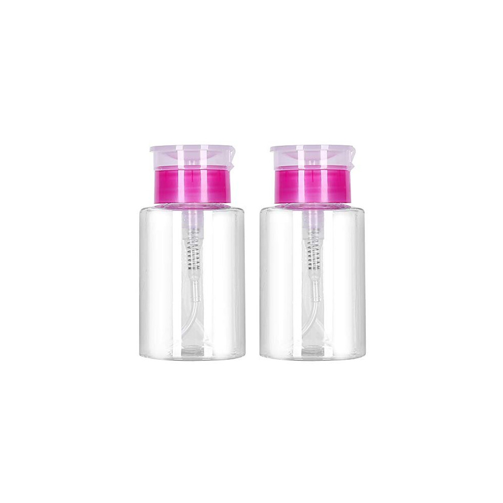 Leevia Pink 2 Pcs 180Ml Nail Polish Remover Pump Dispenser Push Down Cleanser Bottle Nail Polish Remover Liquid Bottle Container For Nail Polish And M