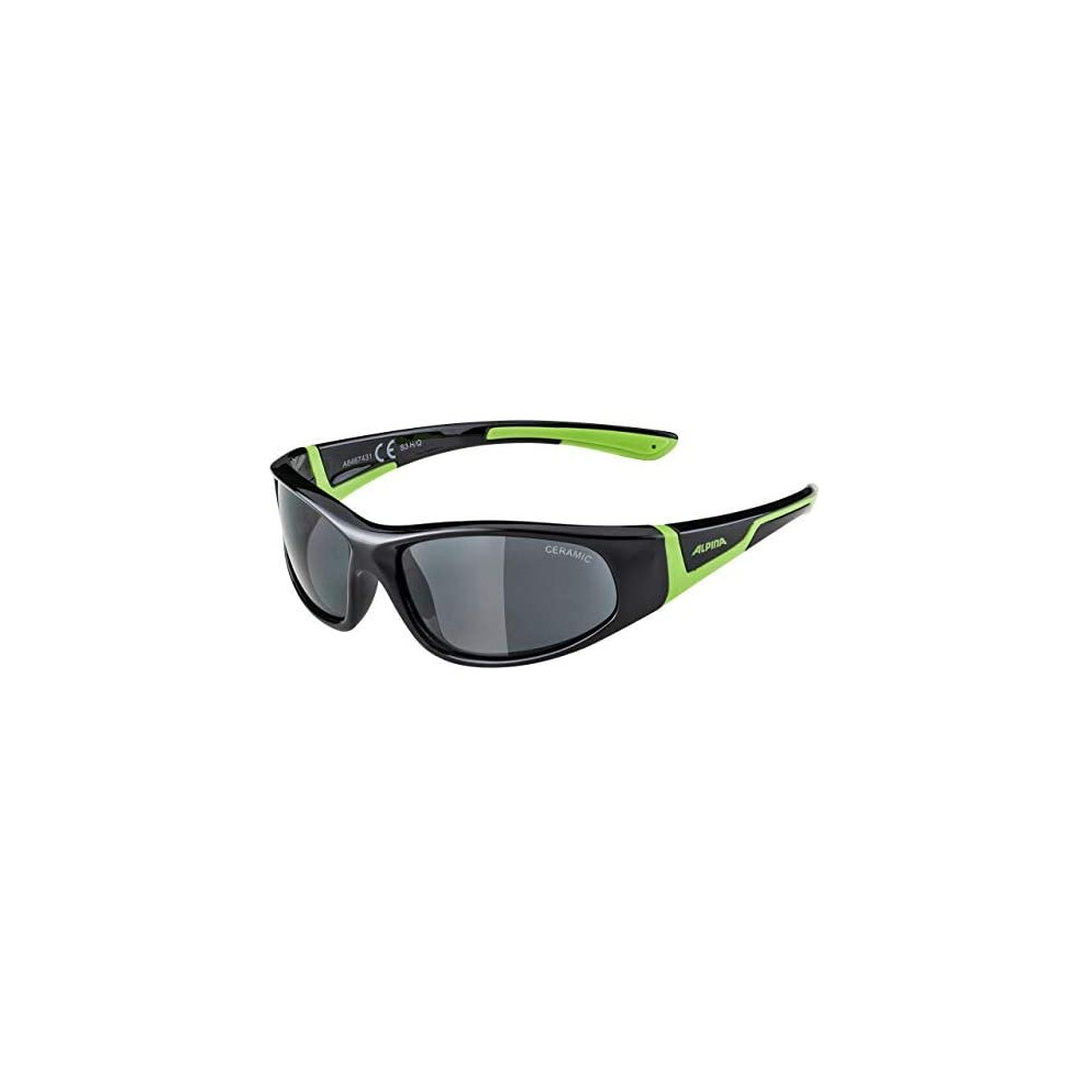 ALPINA Unisex-Youth, FLEXXY JUNIOR, sports glasses, black-green / black, one size