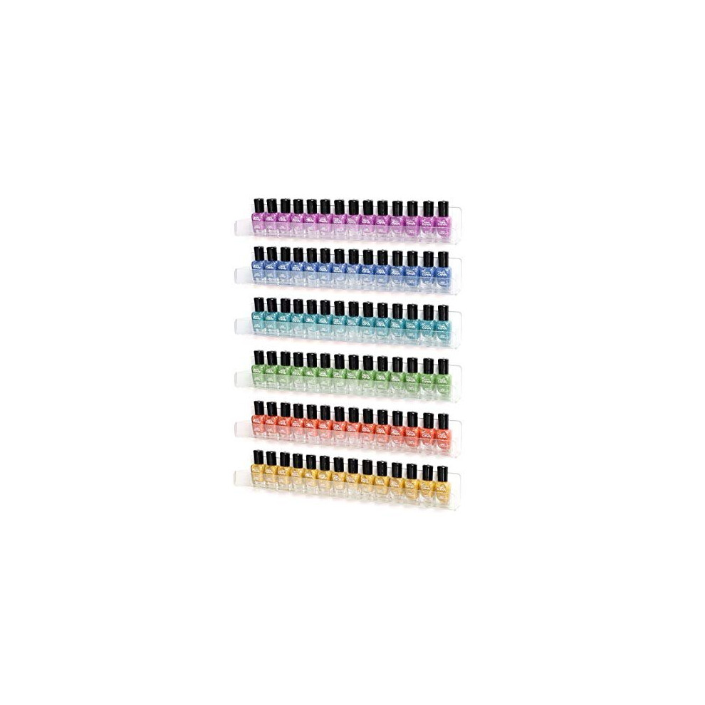 Btremary Clear Acrylic Nail Polish Holder Organizer Storage Racks For Wall 6 Pack Hanging Nail Polish Rack Shelf Floating Wall Mount Hold Up To 9