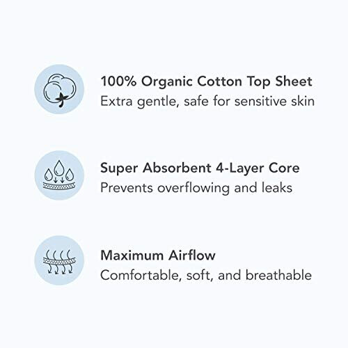 Rael Organic Incontinence Liners Regular - Organic Bladder Control Liners, 4-Layer Core Protection with Leak Guard Technology (48 Count) 2