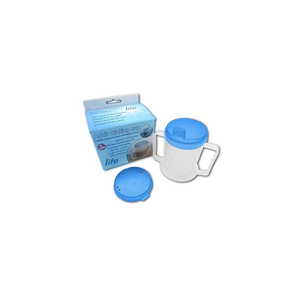 Life Healthcare Drinking Cup For Disabled Adults With Easygrip Handles Antisplash Spout And Travel Lid