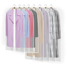 8 Pack Breathable Clothes Covers Bags with Zip, Waterproof Dustproof Garment Protector Bags Moth Proof Dress Bag Covers Damp-proof Mens Suit Stor