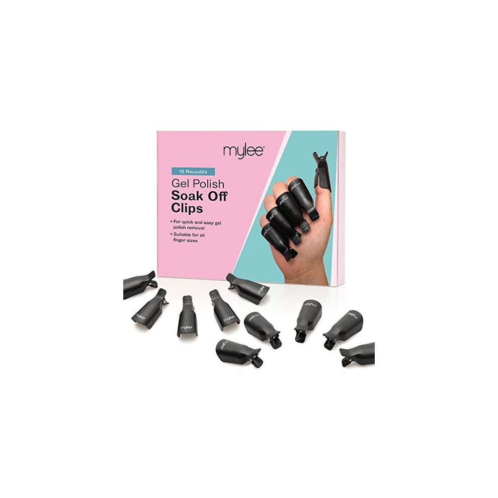 Mylee 10 PCs Soak Off Nail Clips Set, Acrylic Nail Art Remover, Plastic, Reusable Gel Nail Polish Remover Clips, For Home and Professional Salon