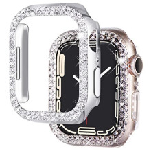 Newways Compatible with Apple Watch 38mm 40mm 42mm 44mm Cases with Diamond, Bling Plastic Bumper iWatch Women Girls (38mm, Clear+Silver)