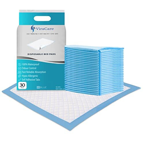 30 x Incontinence Bed Pads with Self Adhesive Stickers 60x60 cm