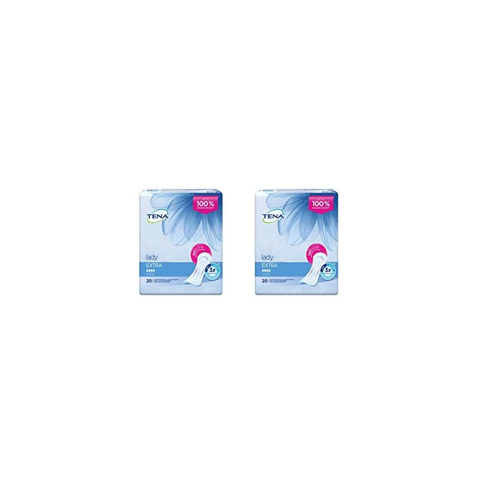 2 x TENA Lady Extra Duo Pack 2 x 10 Towels-(20 TOWELS)-FREE UK DELIVERY