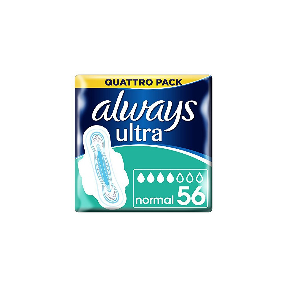 Always Ultra Normal Plus Sanitary Towels With Wings - 4X14 Serving (56 Units)