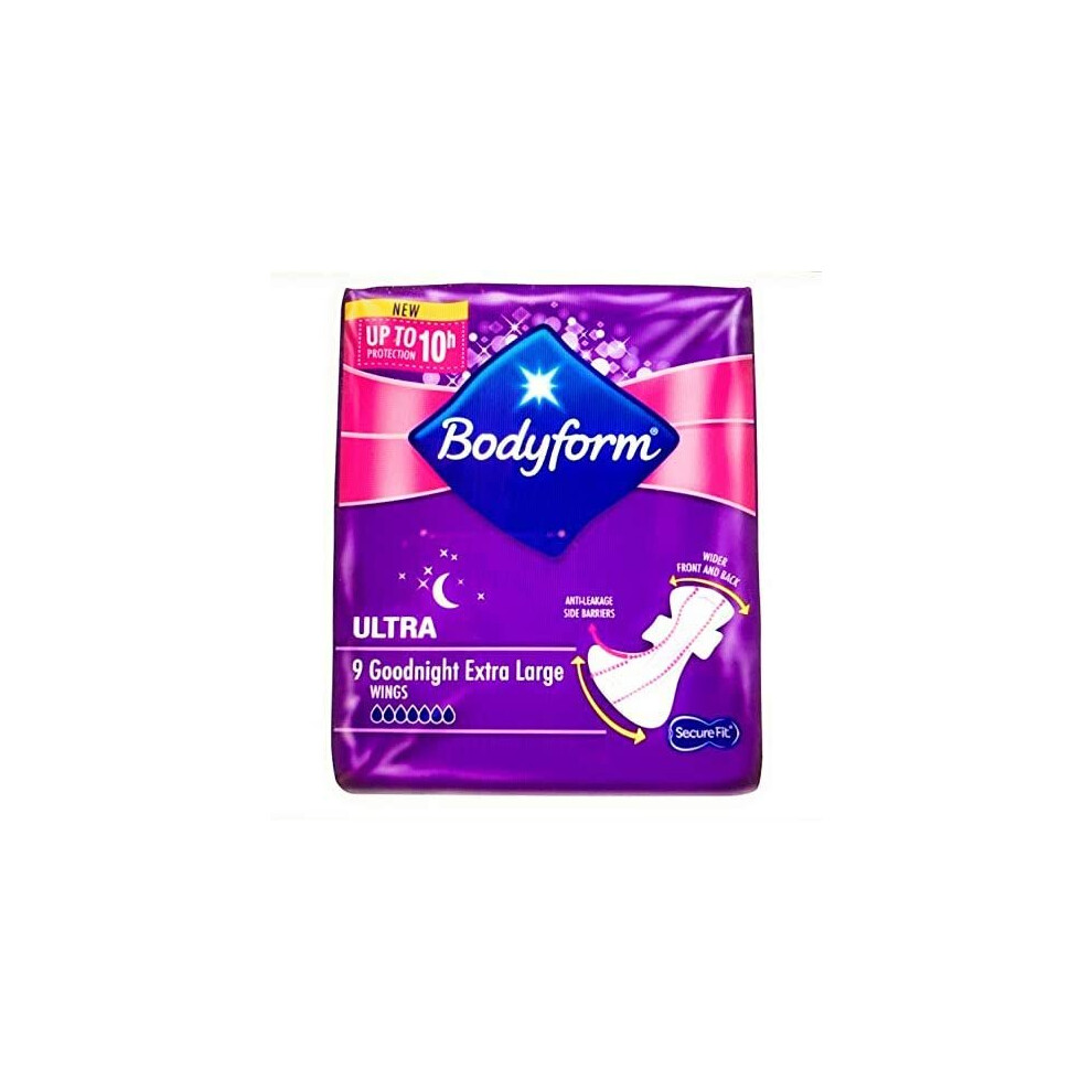 Bodyform Ultra Goodnight Extra Large Sanitary Towels with Wings 27 Pads 3 X 9