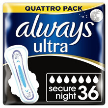 Always Ultra Secure Night Sanitary Towels with Wings Pack of 4 (9x4)