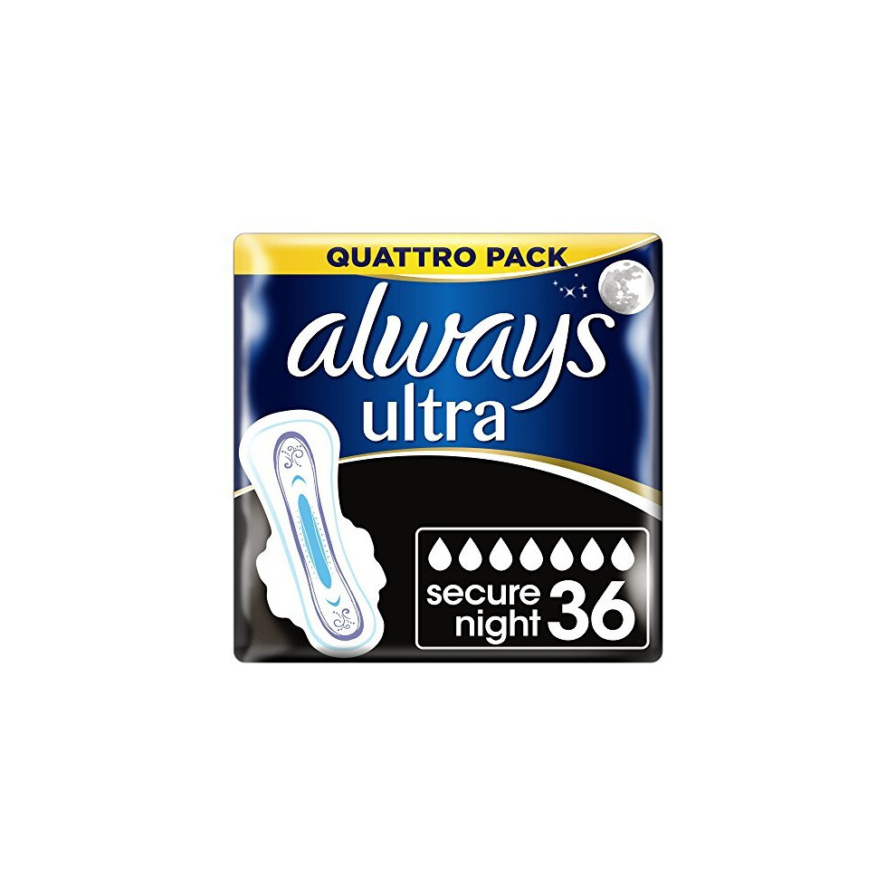 Always Ultra Secure Night Sanitary Towels with Wings Pack of 4 (9x4)