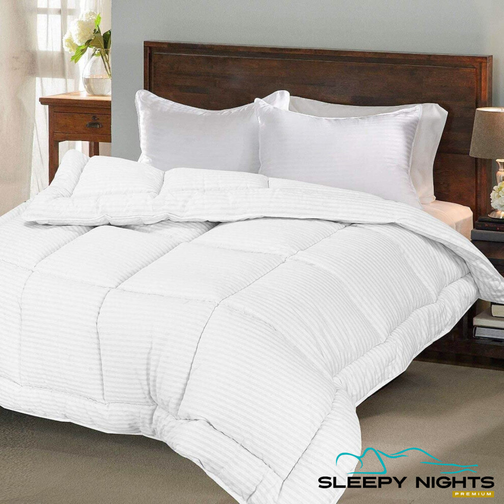 (King 4.5 Tog) SleepyNights Hotel Collection Satin Stripe Cotton Rich Duvet - 4.5 TOG