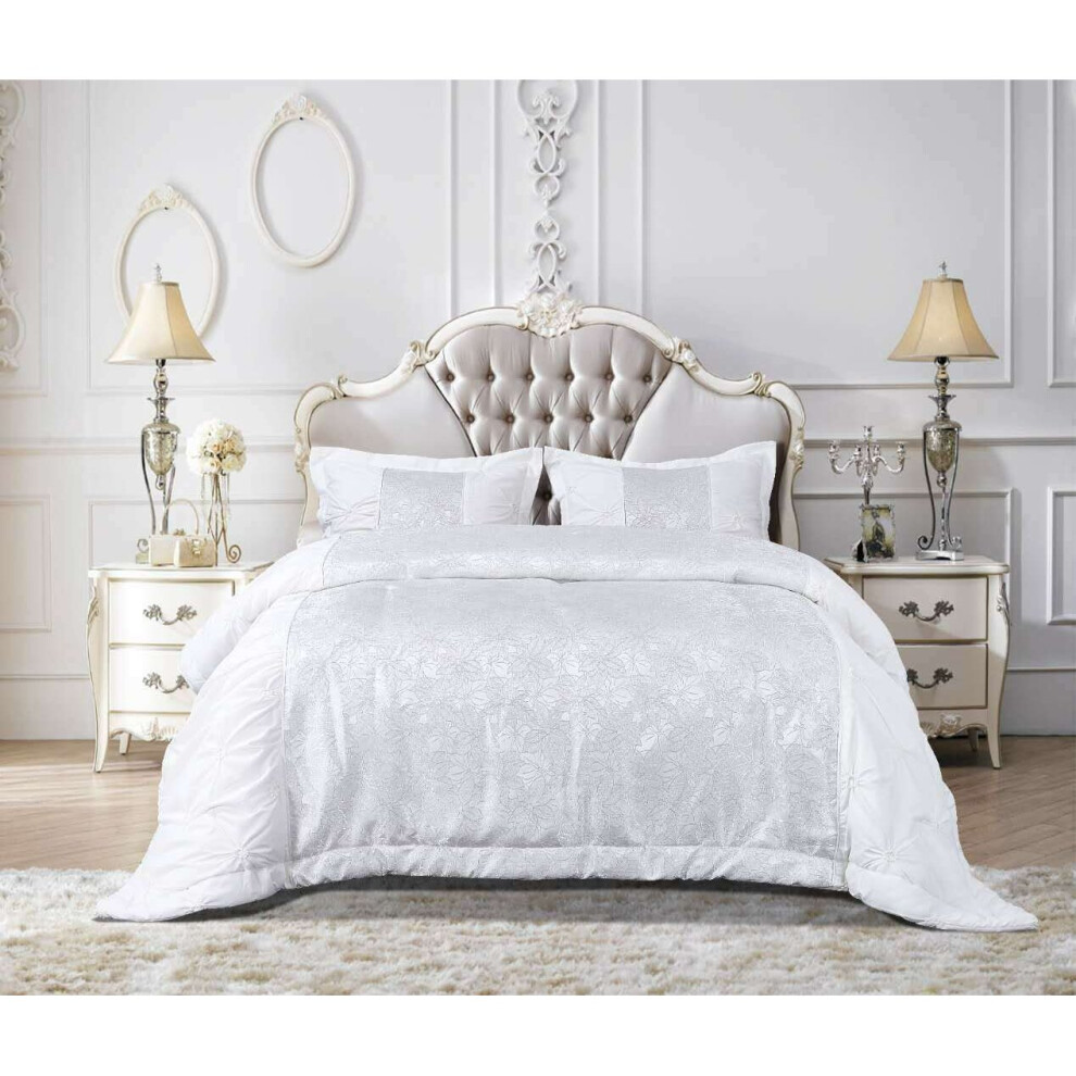 Prime Lenin's (White Super King) New Luxury Jacquard Maya Glitter Quilted Bedspread