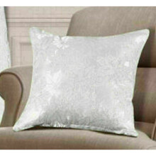 (White , Cushion Cover 23" x 23" ) New Luxury Jacquard MAYA Glitter Quilted Bedspread