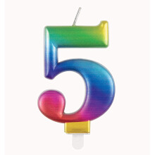 Unique 19635 Birthday Candle Number 5-3.54" | Rainbow | Metallic | 1 Pc