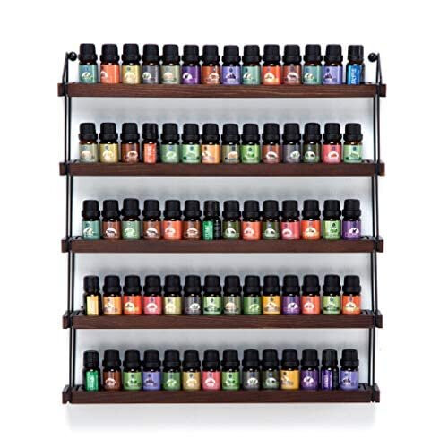 JackCubeDesign Wall Mount Wood Essential Oil Shelf (5 Tier) : MK482A