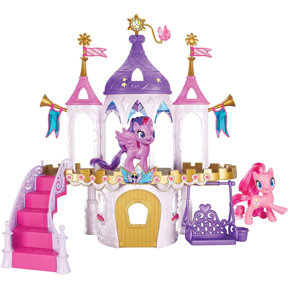 My Little Pony Friendship Castle Playset Including Twilight Sparkle and Pinkie Pie 3-inch Pony Figures with Brushable Hair and 16 Accessories