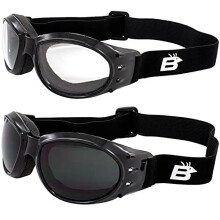 Two Pairs Birdz Eagle Red Baron Style Motorcycle Padded Airsoft Goggles Clear & Super Dark Lens for Day and Night Riding Comfort You Should Have