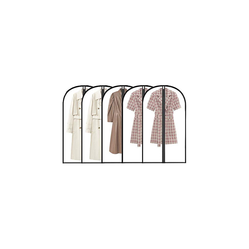 Moth Proof Garment Bags 60x120cm, 5 Packs Waterproof Clear Dustproof Clothes Covers Full Zipper Breathable Anti-Insect Coat Bags for Long Dress,