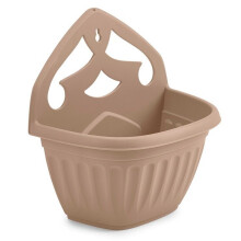 32cm Wall Hanging Planter Plastic Athens Flower Pot Taupe Cream Garden Basket