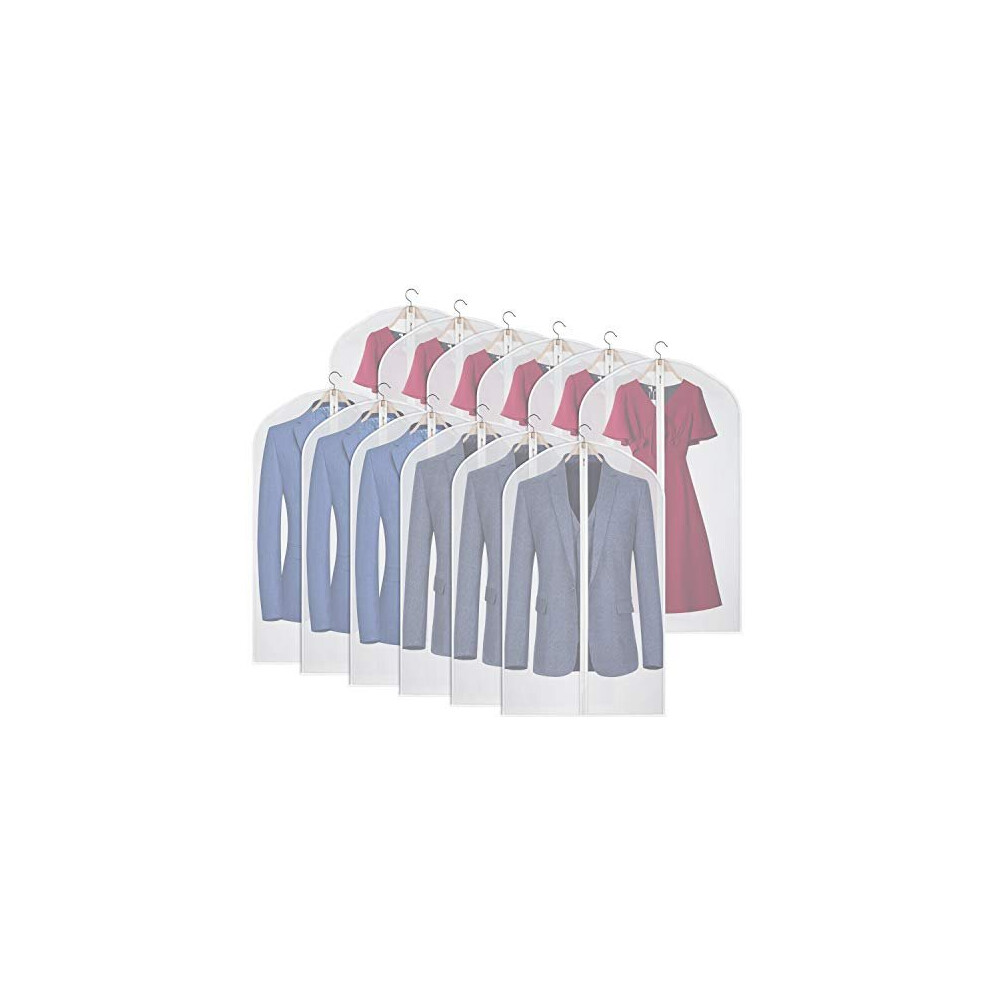Kntiwiwo Clear Garment Bags Sacs pour un ensemble de rangement de 12 sacs a vetements resistants a la poussiere avec fermeture eclair pour les ve