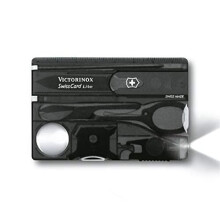 Victorinox Swiss Card Lite, Swiss Made Pocket Tool, 13 Functions, LED, Magnifier, Black Transparent