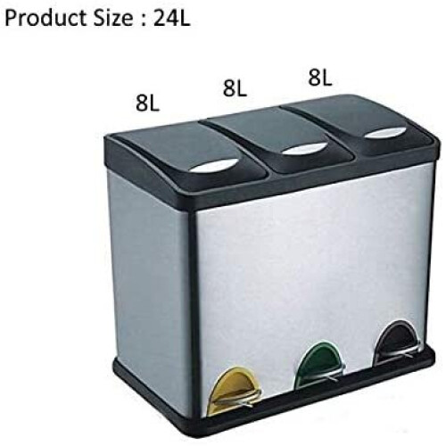 Evre EVRE Recycling Bin 24 Litre Capacity / 3 Compartments 1